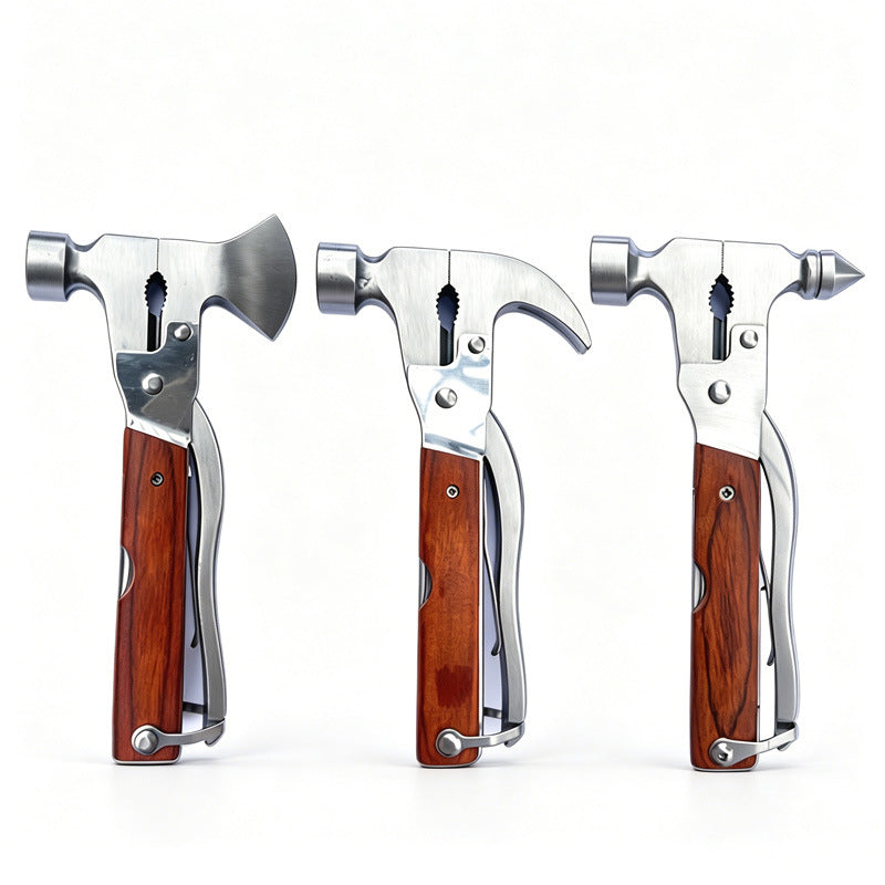 Rimefang Emergency Multi-Tool Hammer - Glass Breaker & Seatbelt Cutter, Folding Camping Axe with Knife, Saw & Bottle Opener